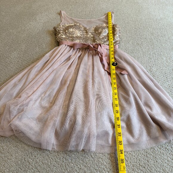 Hailey Adrianna Papell Mini Dress Formal Prom Beige Pink Sequin Tulle Skirt XS - Picture 9 of 12